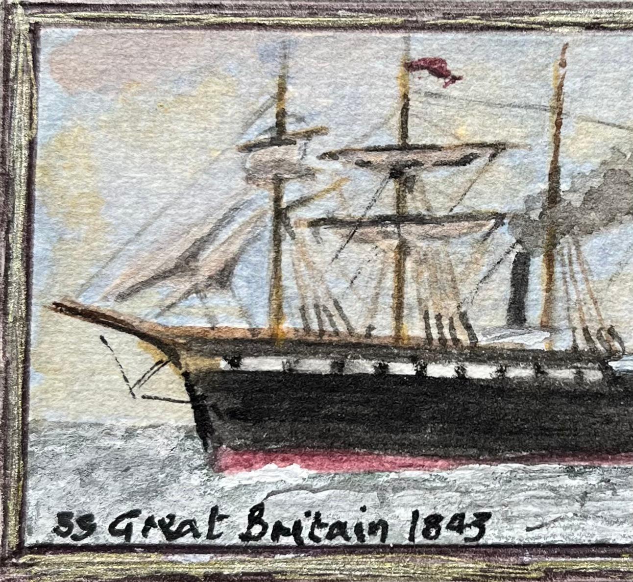 Historic Maritime Miniature Watercolor of SS Great Britain 1843 - English School Art by Jack Grunwell