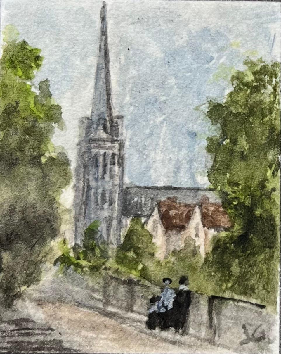 Historisches Miniatur-Aquarell der Christ Church Clifton und der Redland Church (Englische Schule), Painting, von Jack Grunwell
