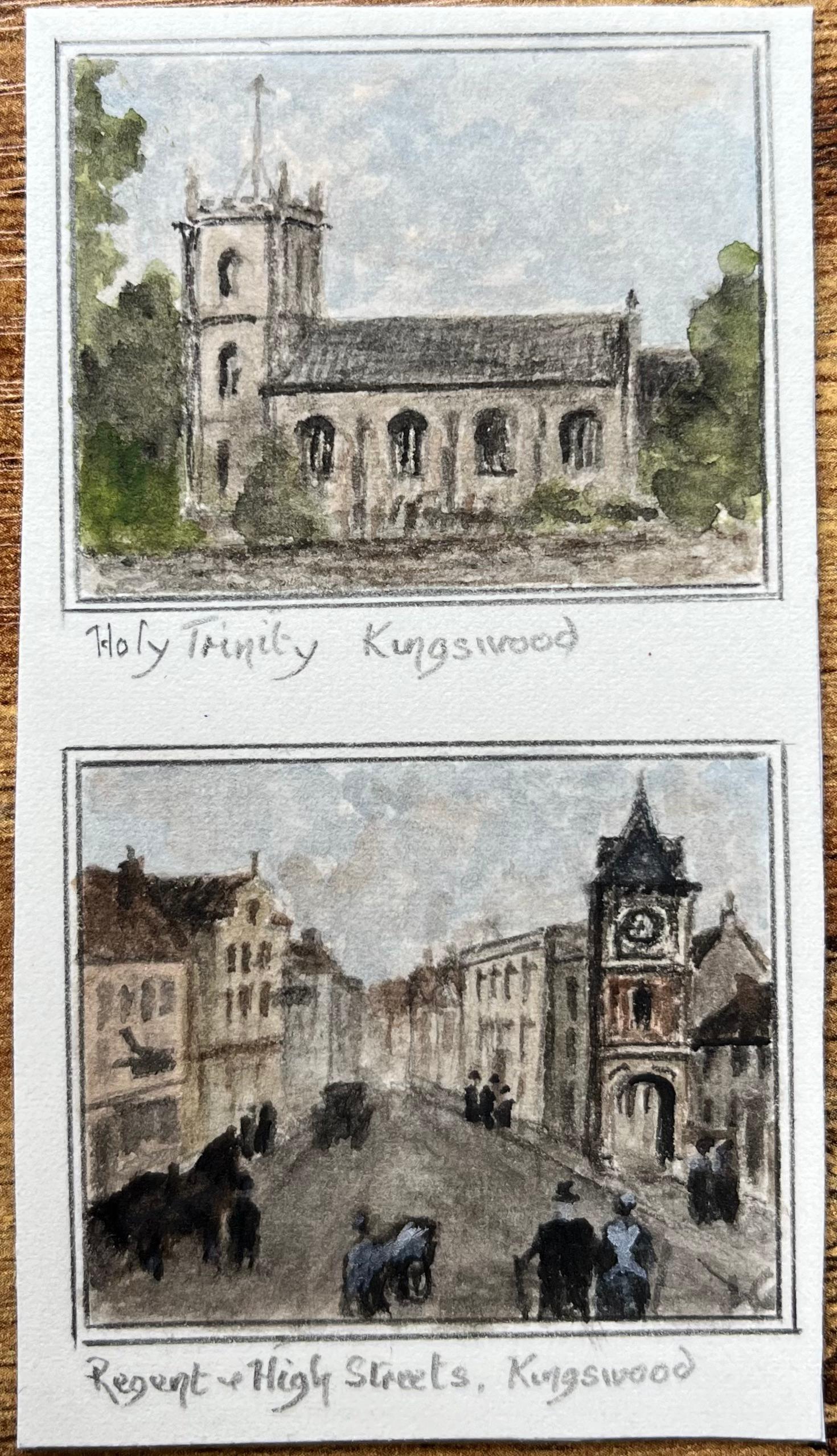 Holy Trinity Kingswood and Regent and High Streets Kingswood Watercolor Set - Painting by Jack Grunwell