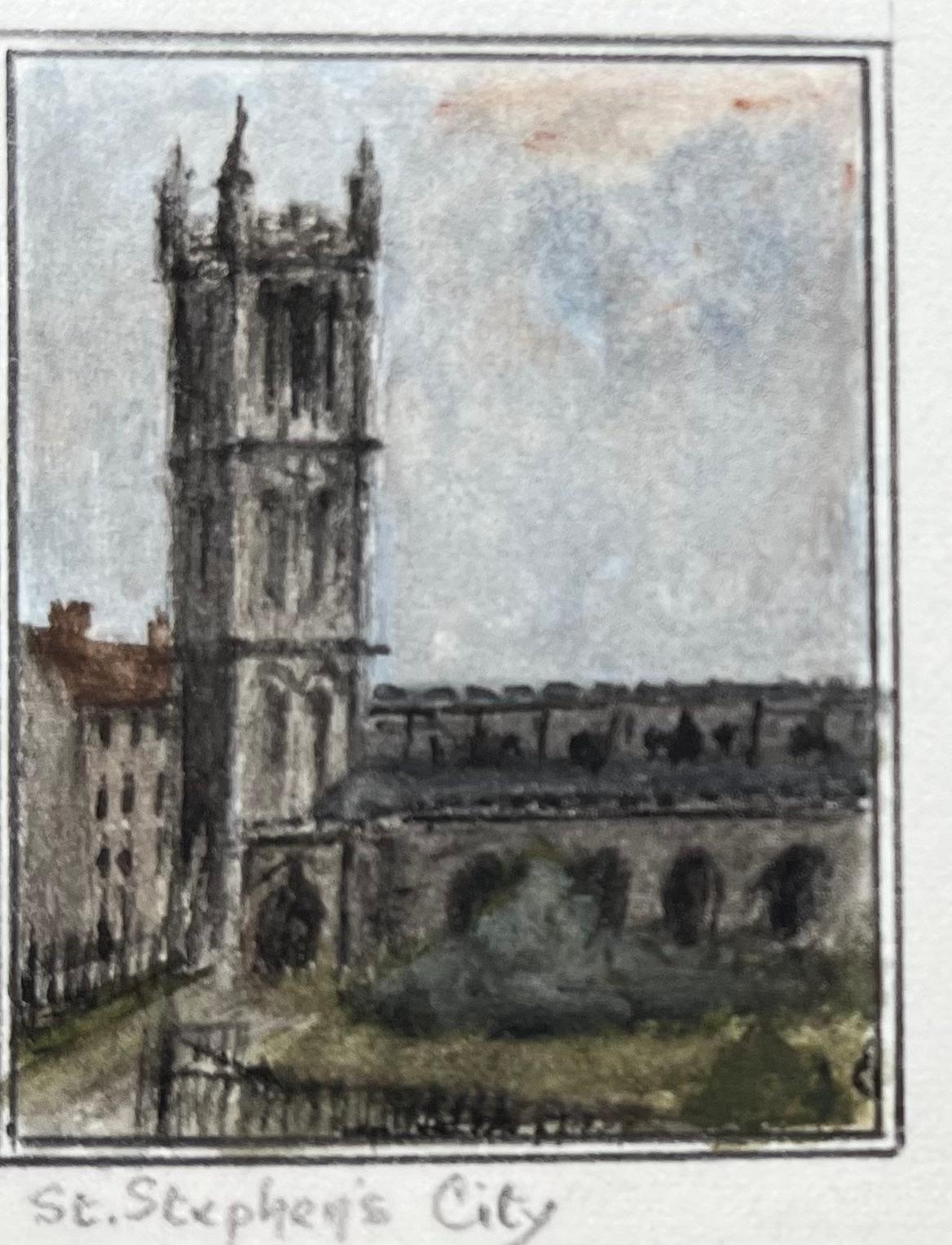 St Stephens City and All Saints Church All Hallows Historic Watercolor Set - English School Art by Jack Grunwell