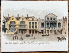 Historic Miniature Watercolor of Theatre Royal on King Street in Bristol