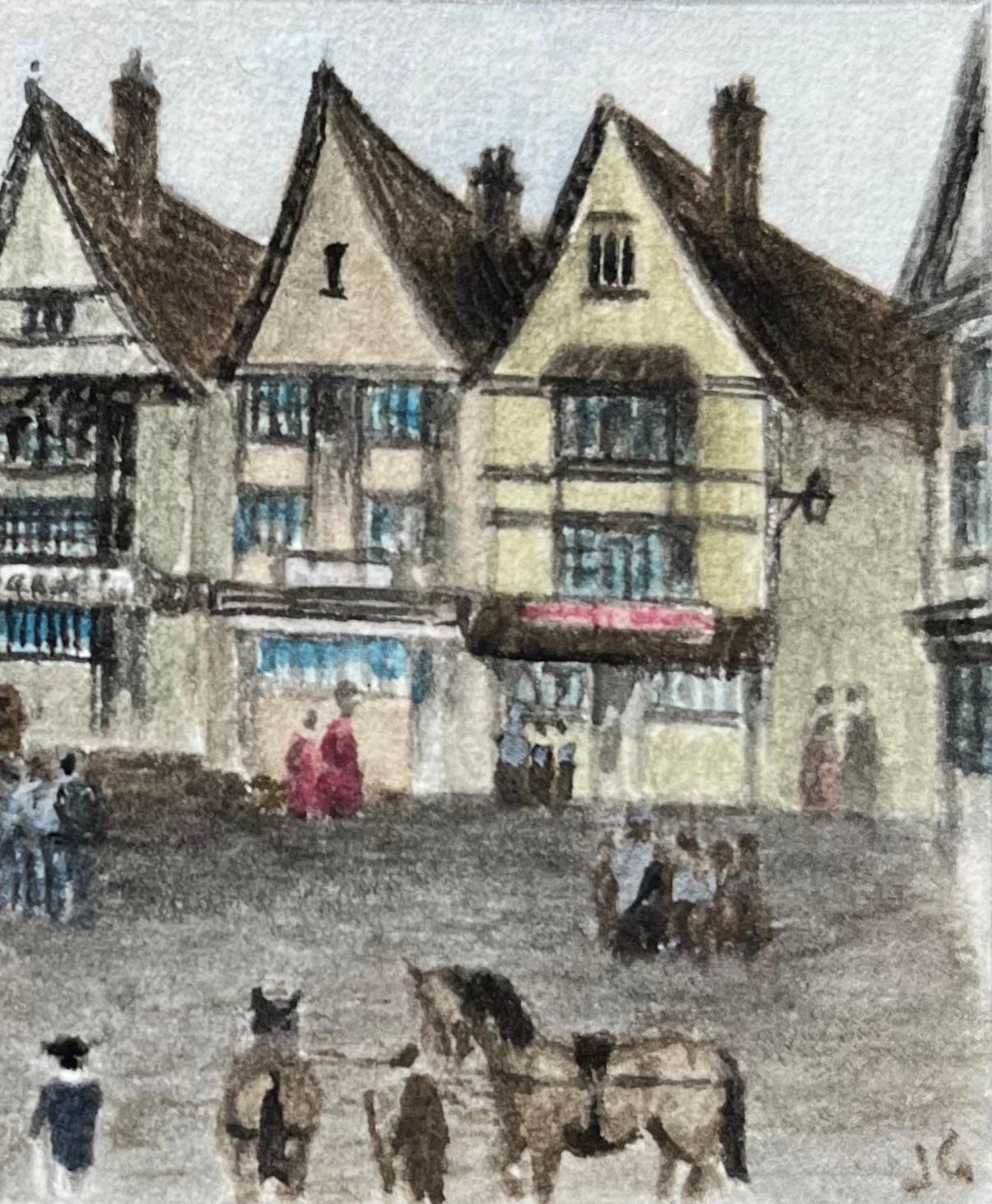 Historic Miniature Harbourside Watercolor of the Llandoger Trow Inn in Bristol - English School Painting by Jack Grunwell