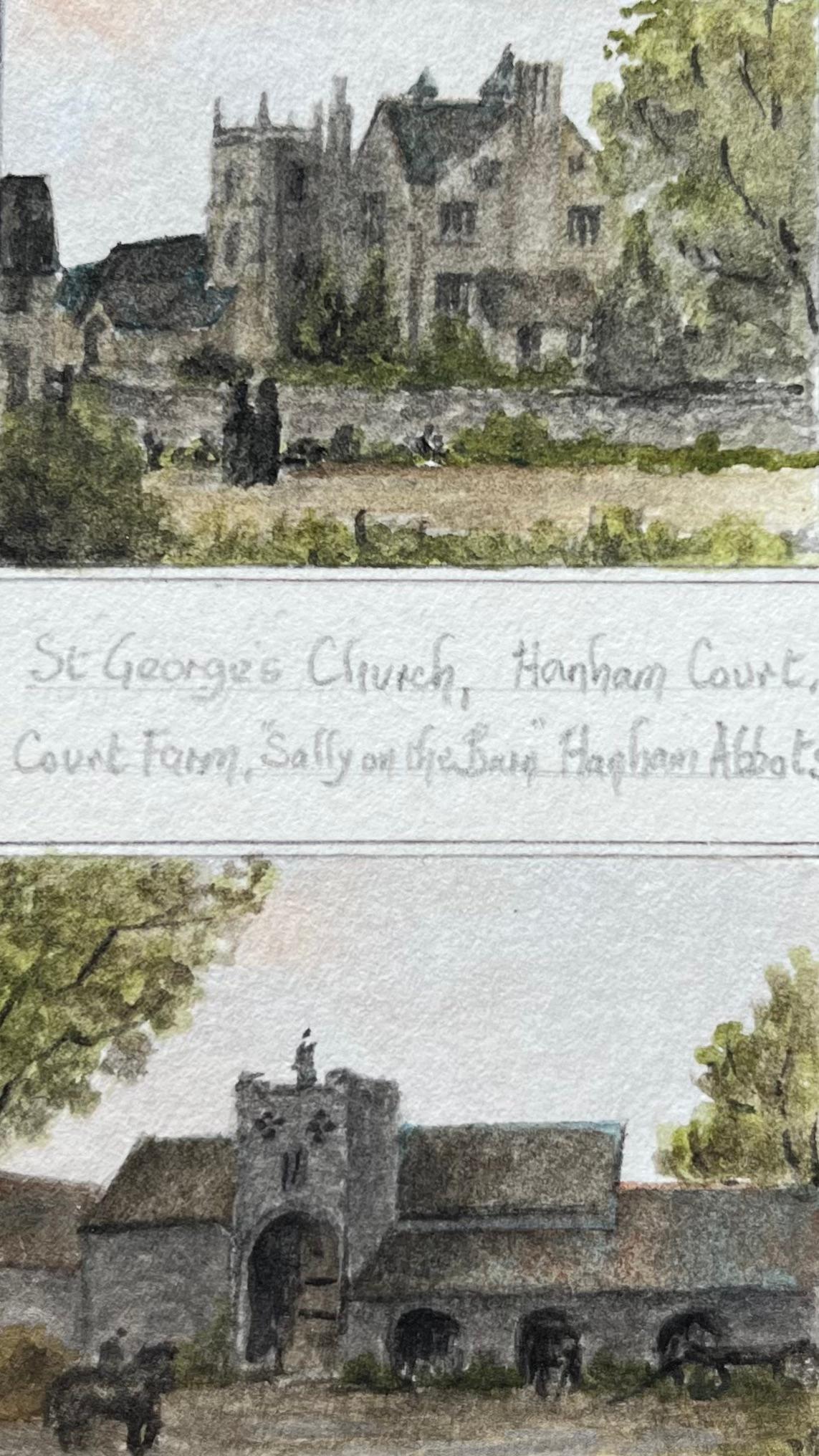 Jack Grunwell Landscape Painting - St Georges Church and Court Farm Hanham and Haughan Abbots Watercolor
