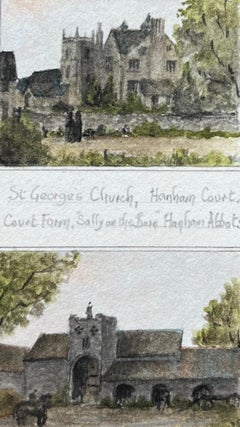 Iglesia de San Jorge y granja de Court Hanham y Haughan Abbots Acuarela