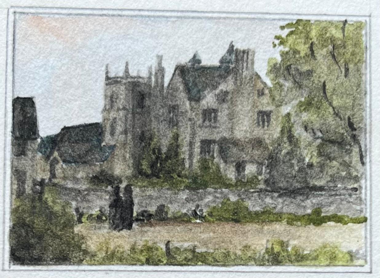 St Georges Church and Court Farm Hanham and Haughan Abbots Watercolor - English School Painting by Jack Grunwell