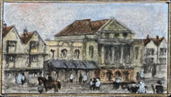 Acuarela histórica en miniatura del Teatro Real y el Coopers Hall de Bristol