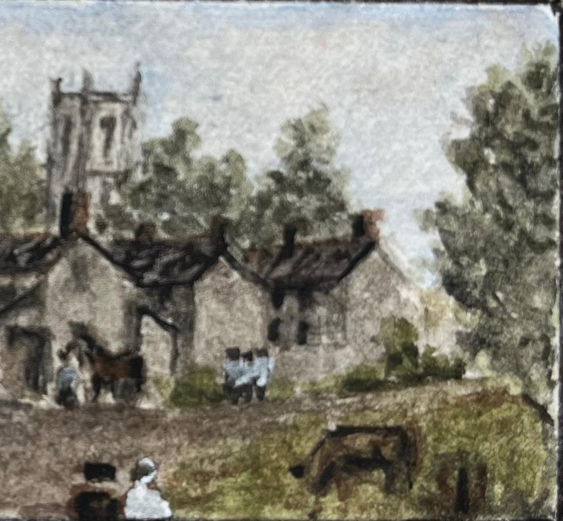 Historic Miniature Watercolor of Brislington Village circa 1800 Kings Arms - English School Painting by Jack Grunwell
