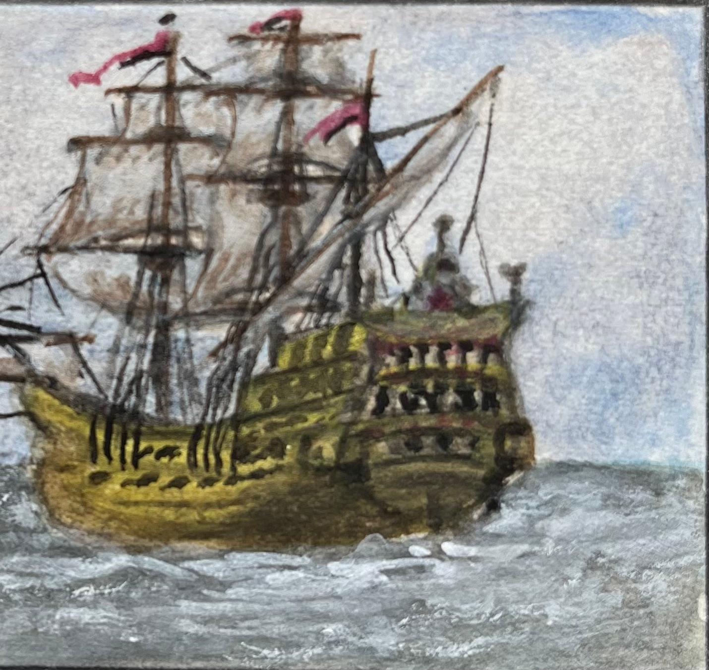 Woodes Rogers Expedition 1708 Naval Historical Watercolour Painting - Gray Landscape Art by Jack Grunwell