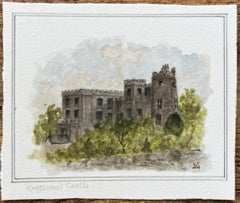 Historic Miniature Watercolor of Kingswood Castle Nestled Amongst Trees