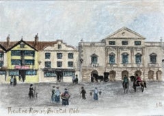 Acuarela histórica en miniatura del Teatro Real de Bristol 1766