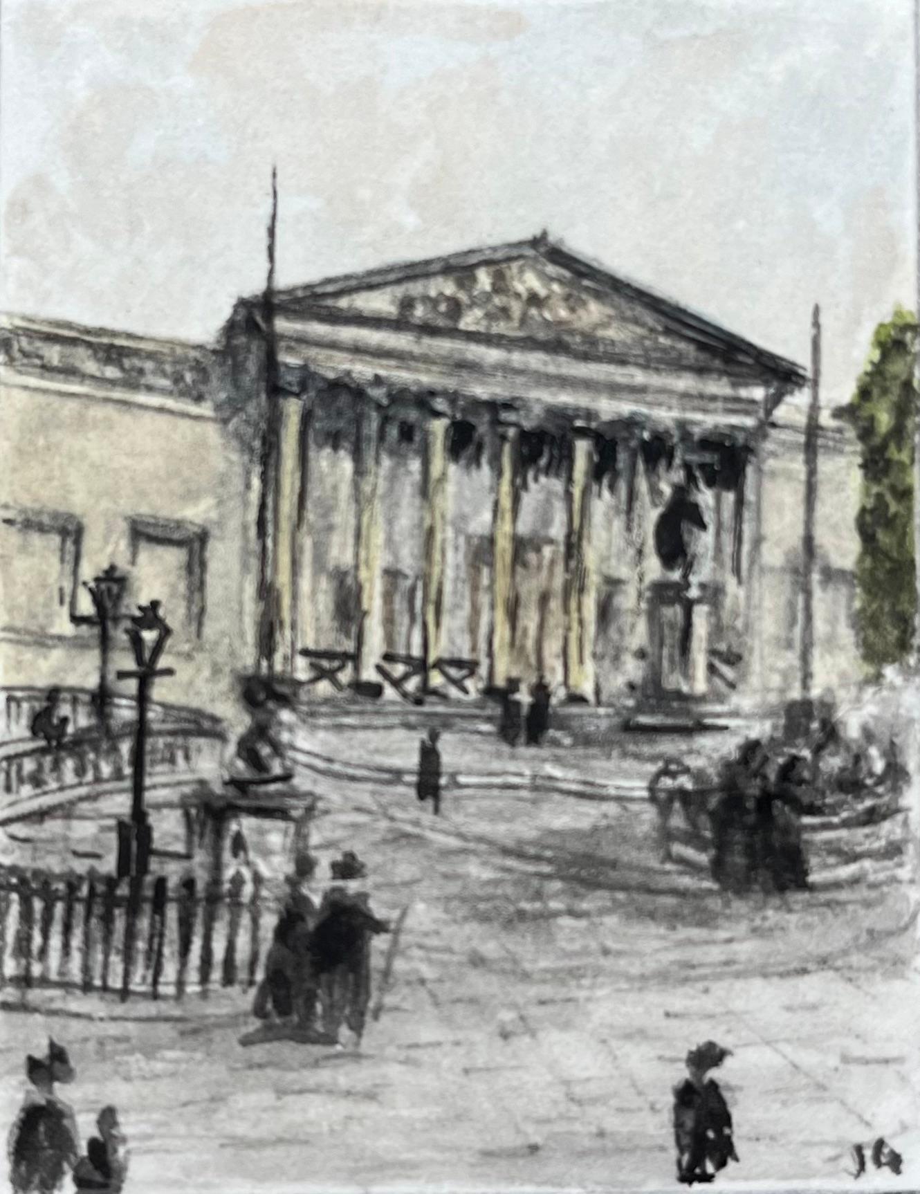 Jack Grunwell Landscape Art - Miniature Watercolor of Victoria Rooms University of Bristol Department of Music