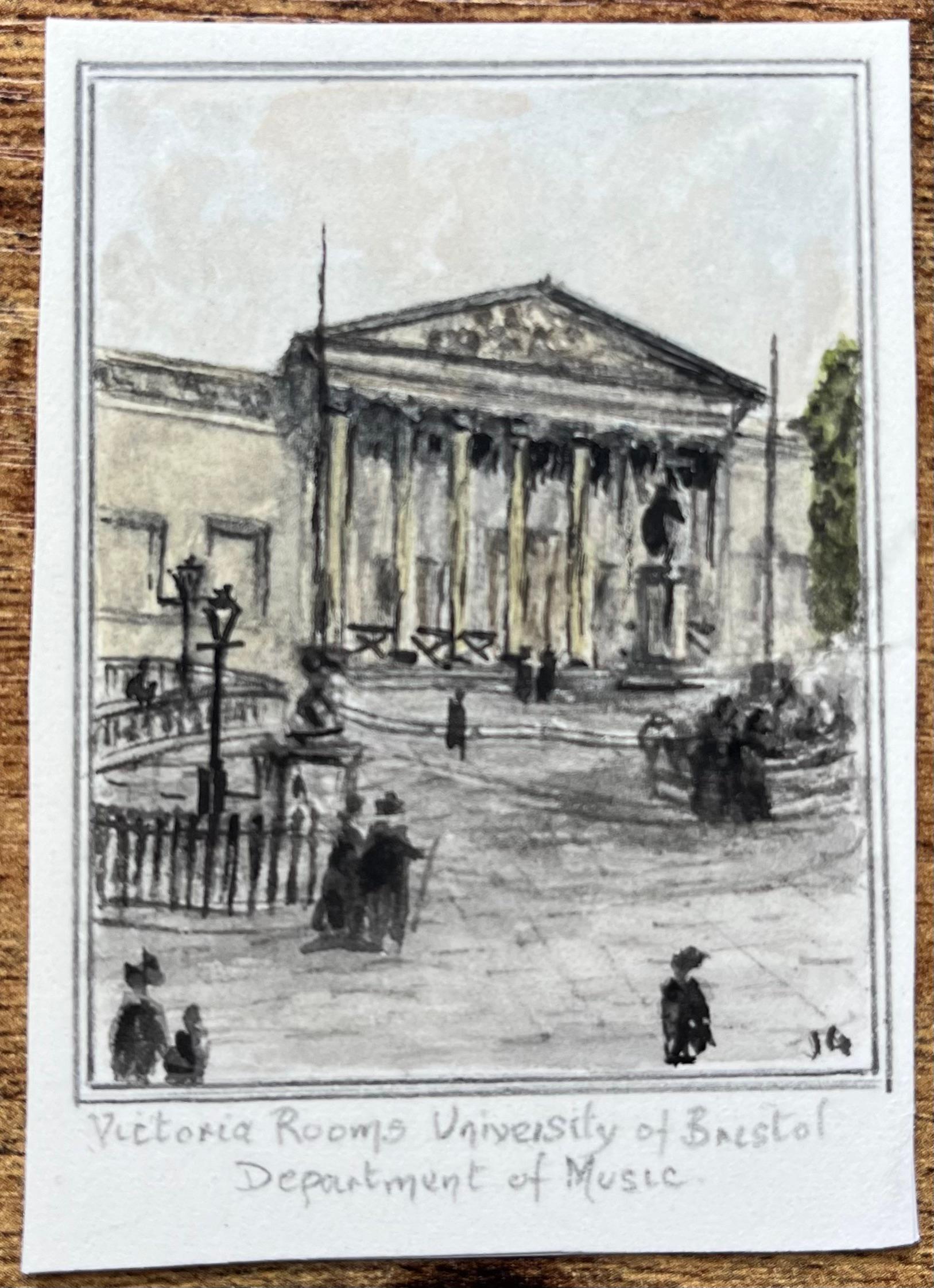 Miniature Watercolor of Victoria Rooms University of Bristol Department of Music - Art by Jack Grunwell