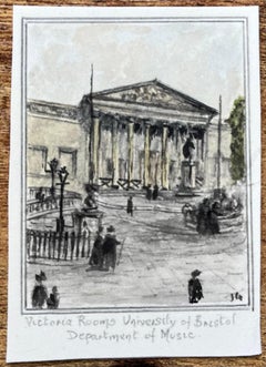 Miniature Watercolor of Victoria Rooms University of Bristol Department of Music