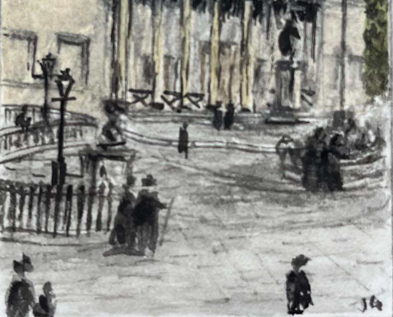 Miniature Watercolor of Victoria Rooms University of Bristol Department of Music - Gray Landscape Art by Jack Grunwell