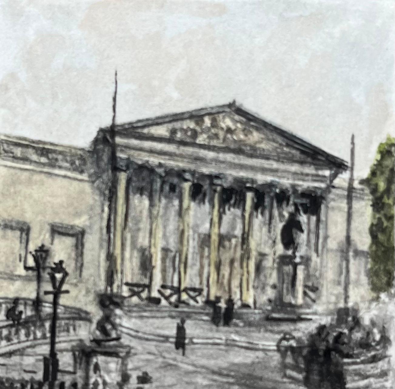 Miniature Watercolor of Victoria Rooms University of Bristol Department of Music - English School Art by Jack Grunwell