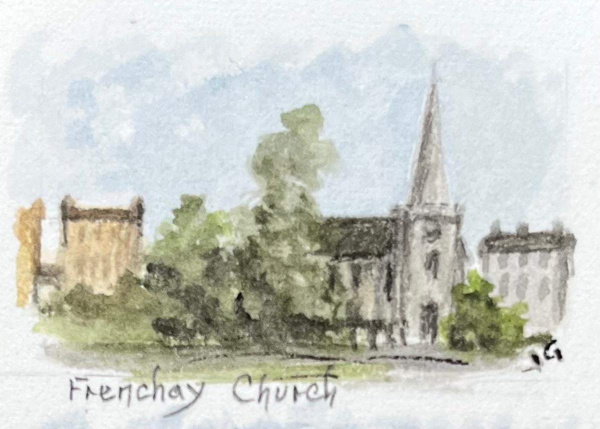 Trio of Watercolors of Frenchay Church Quaker Meeting House and Unitarian Chapel - English School Painting by Jack Grunwell