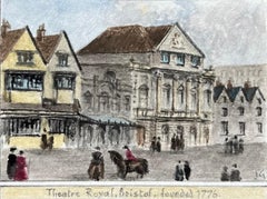 Historic Miniature Watercolor of Theatre Royal Bristol Founded 1776