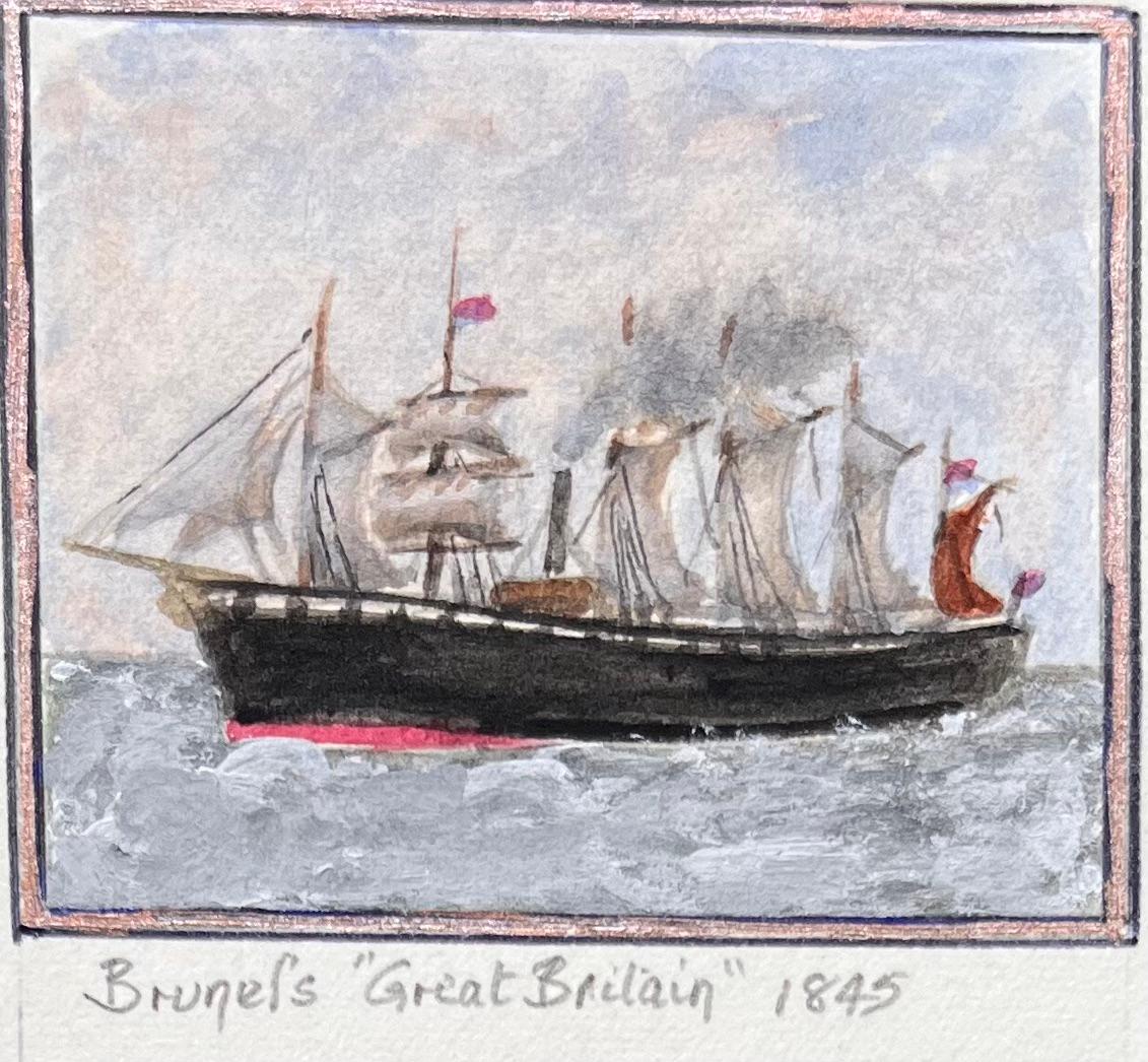 Satz von drei maritimen Miniatur-Aquarellen historischer Bristol-Schiffe (Englische Schule), Painting, von Jack Grunwell