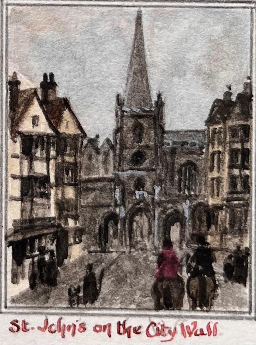 Set of Four Miniature Watercolors of Historic Bristol Churches and Almshouses For Sale 1