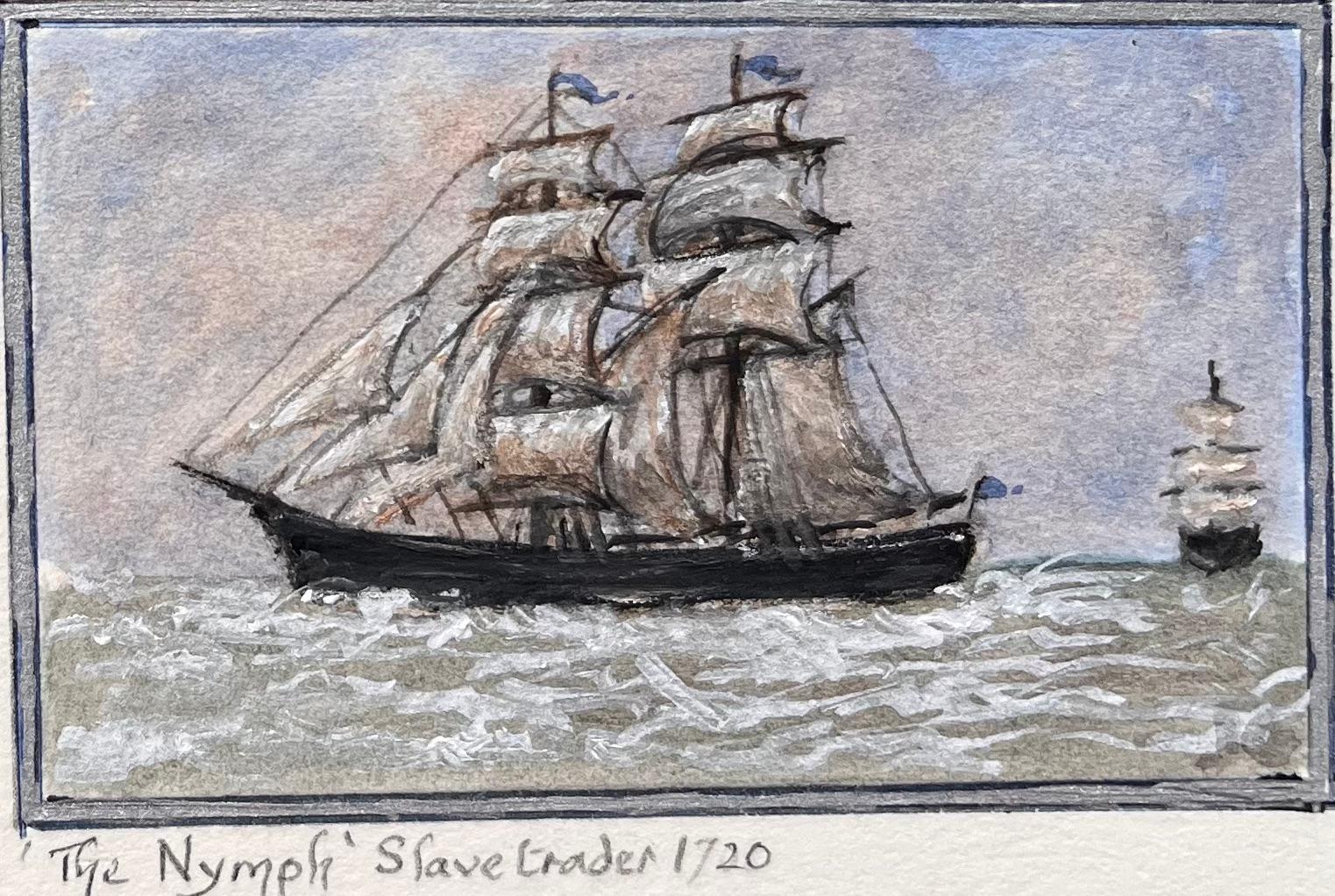 Set of Five Miniature Maritime Watercolors of Bristol Ships and Redcliffe For Sale 1