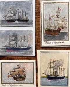et of Five Miniature Watercolors of The Matthew and Early Steamships