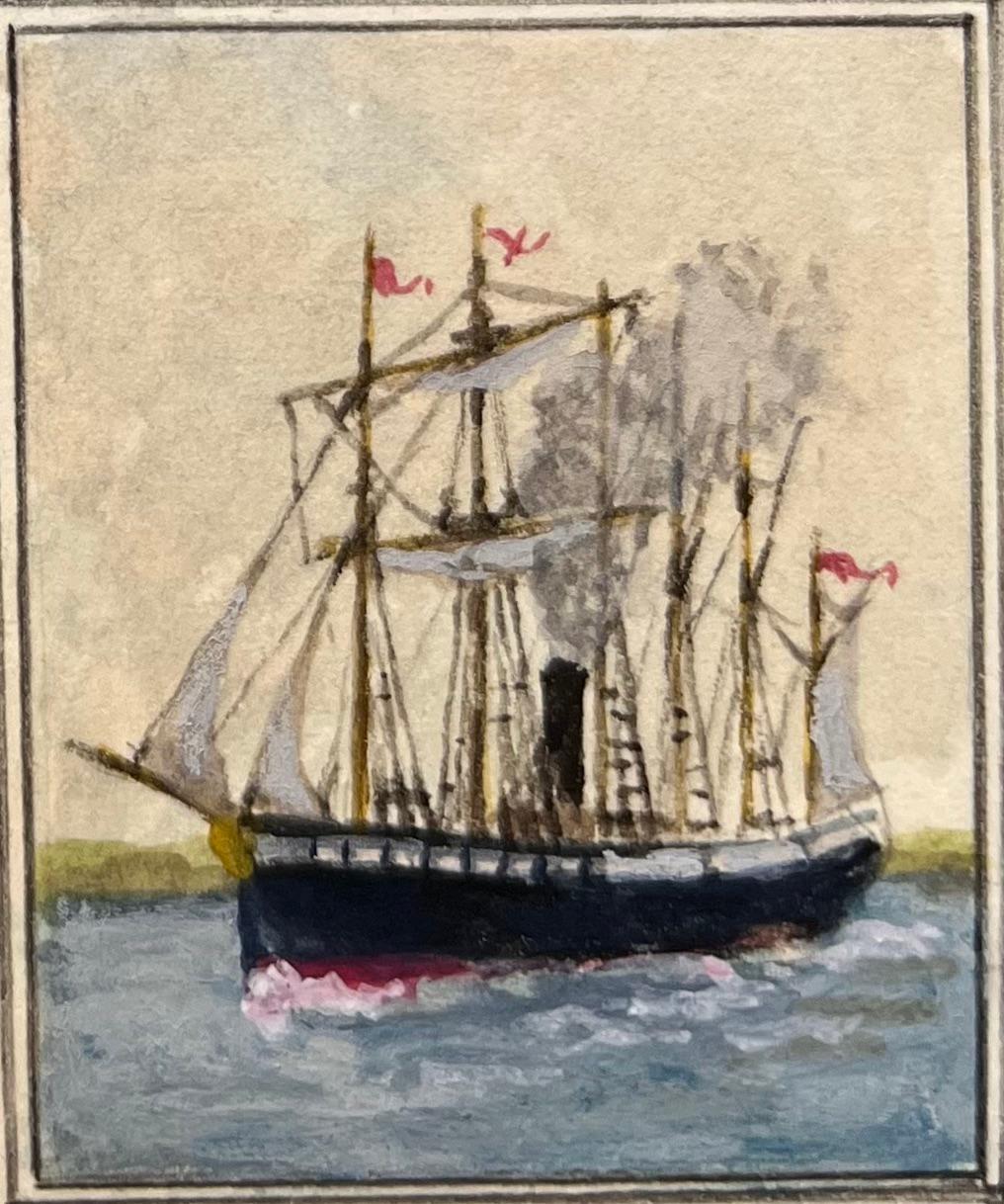 et of Five Miniature Watercolors of The Matthew and Early Steamships For Sale 2