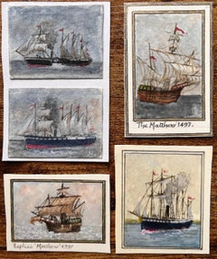 et of Five Miniature Watercolors of The Matthew and Early Steamships