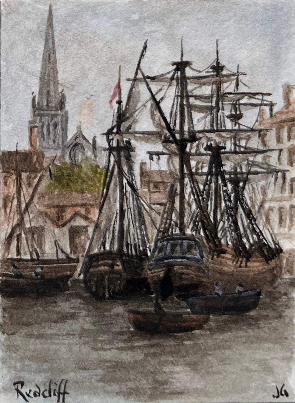 Set di quattro acquerelli in miniatura di Redcliffe e del porto di Bristol in vendita 1