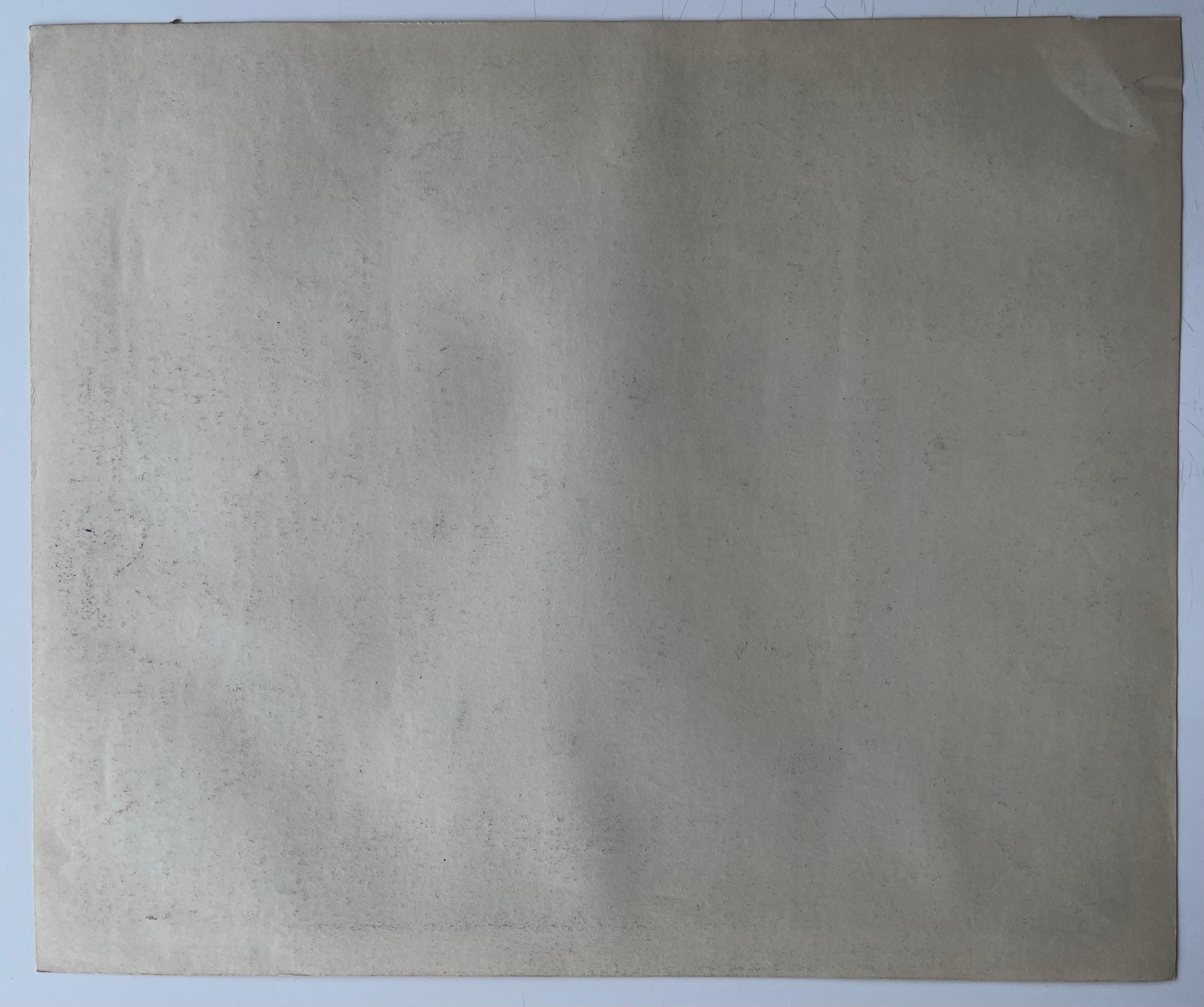Sentiero francese di primavera con vigneto e albero spoglio Disegno di paesaggio a pastello in vendita 3