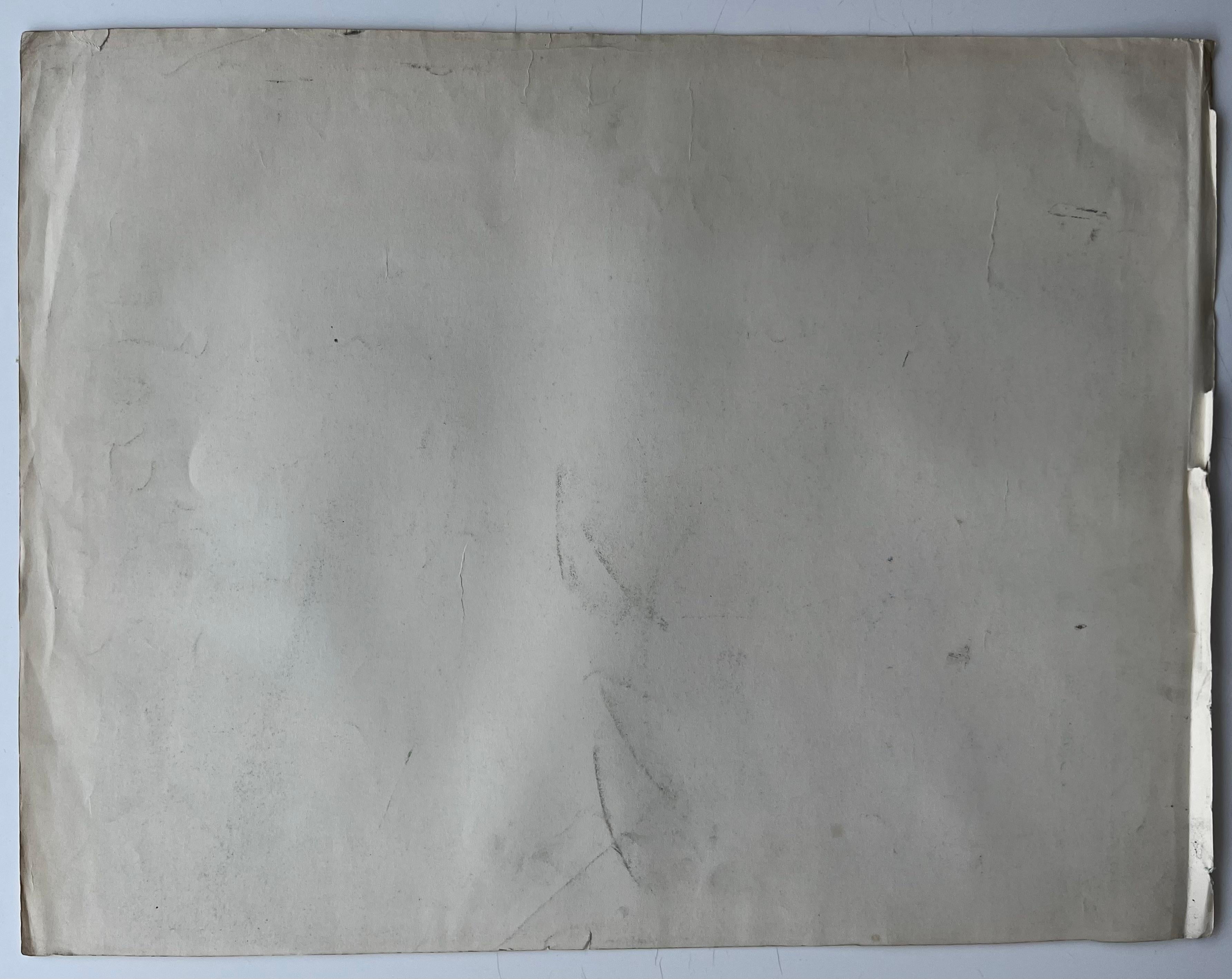 Paesaggio di villaggio francese con alberi e case in collina Disegno a pastello in vendita 3