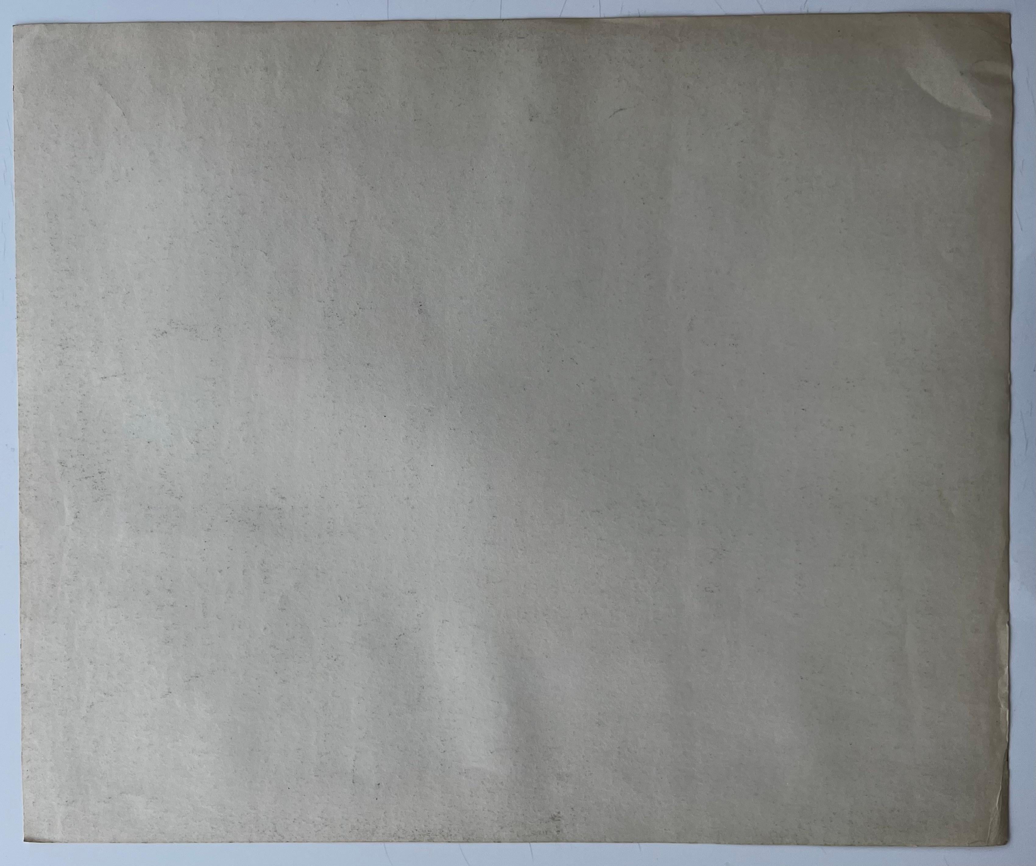 Ferme française blanche parmi des arbres dénudés et un champ labouré Dessin au pastel en vente 3