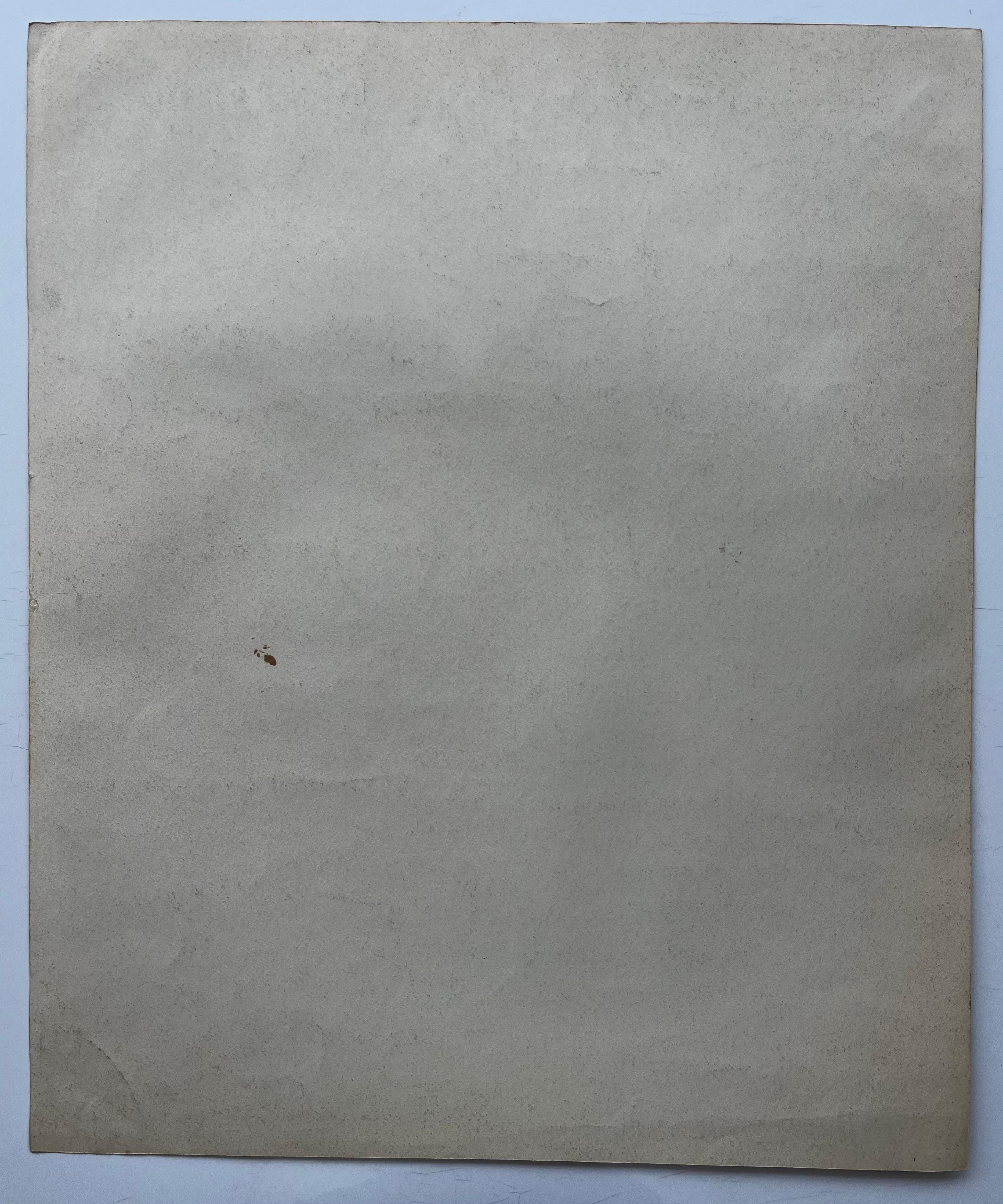 Barche ormeggiate e alberi spogli sulla riva del fiume Disegno a pastello francese in vendita 3