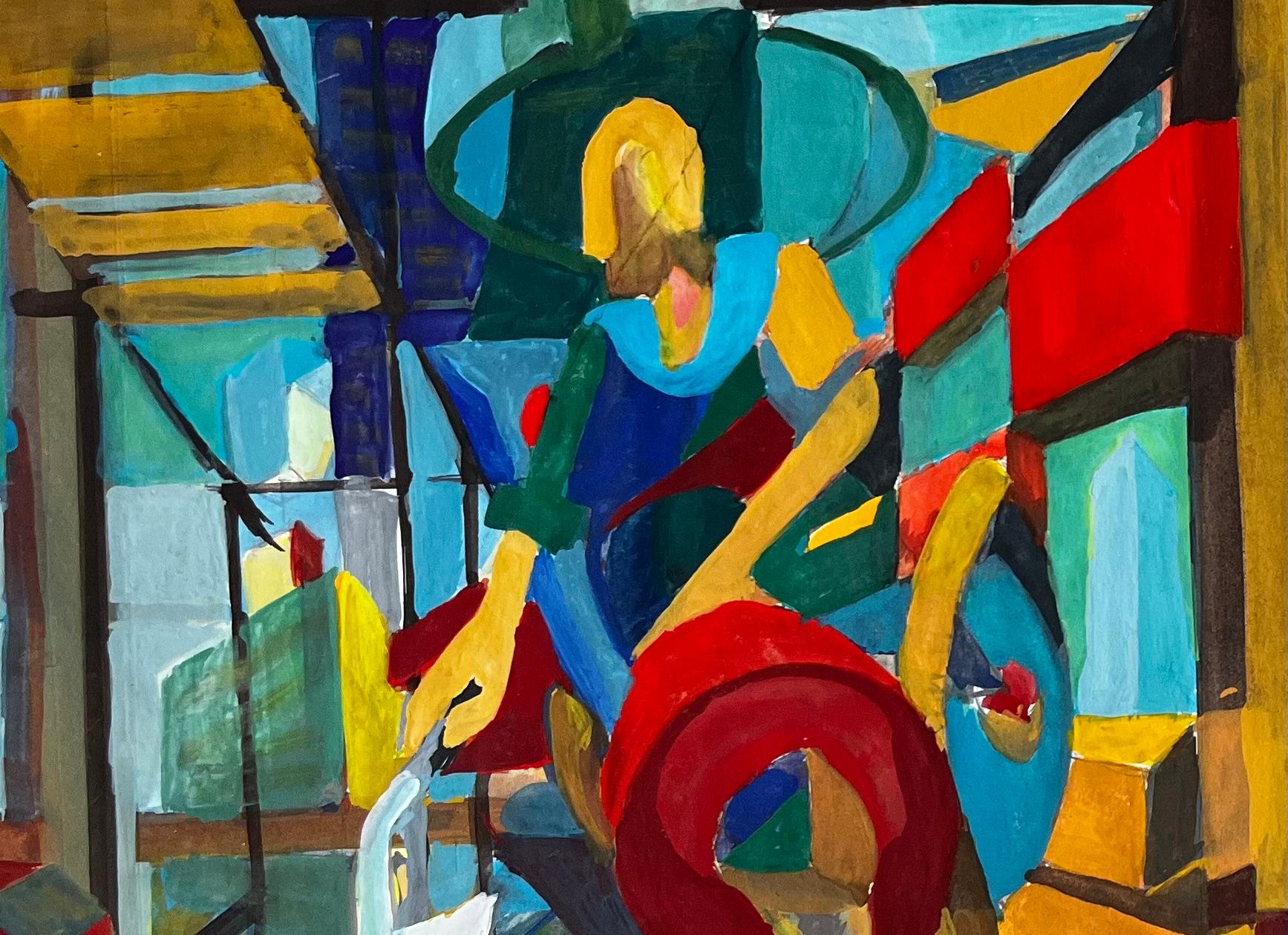 Cubist Industrial Scene With Machinery And Factory Architecture For Sale 2