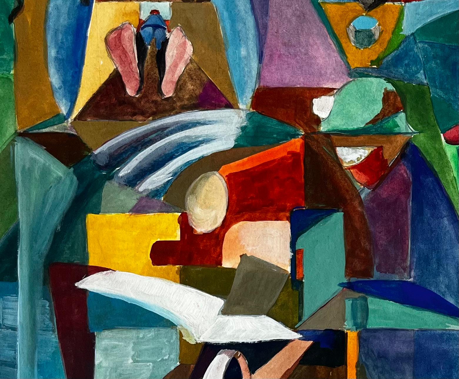 Paysage cubiste et scène architecturale avec figures et arcs en vente 3
