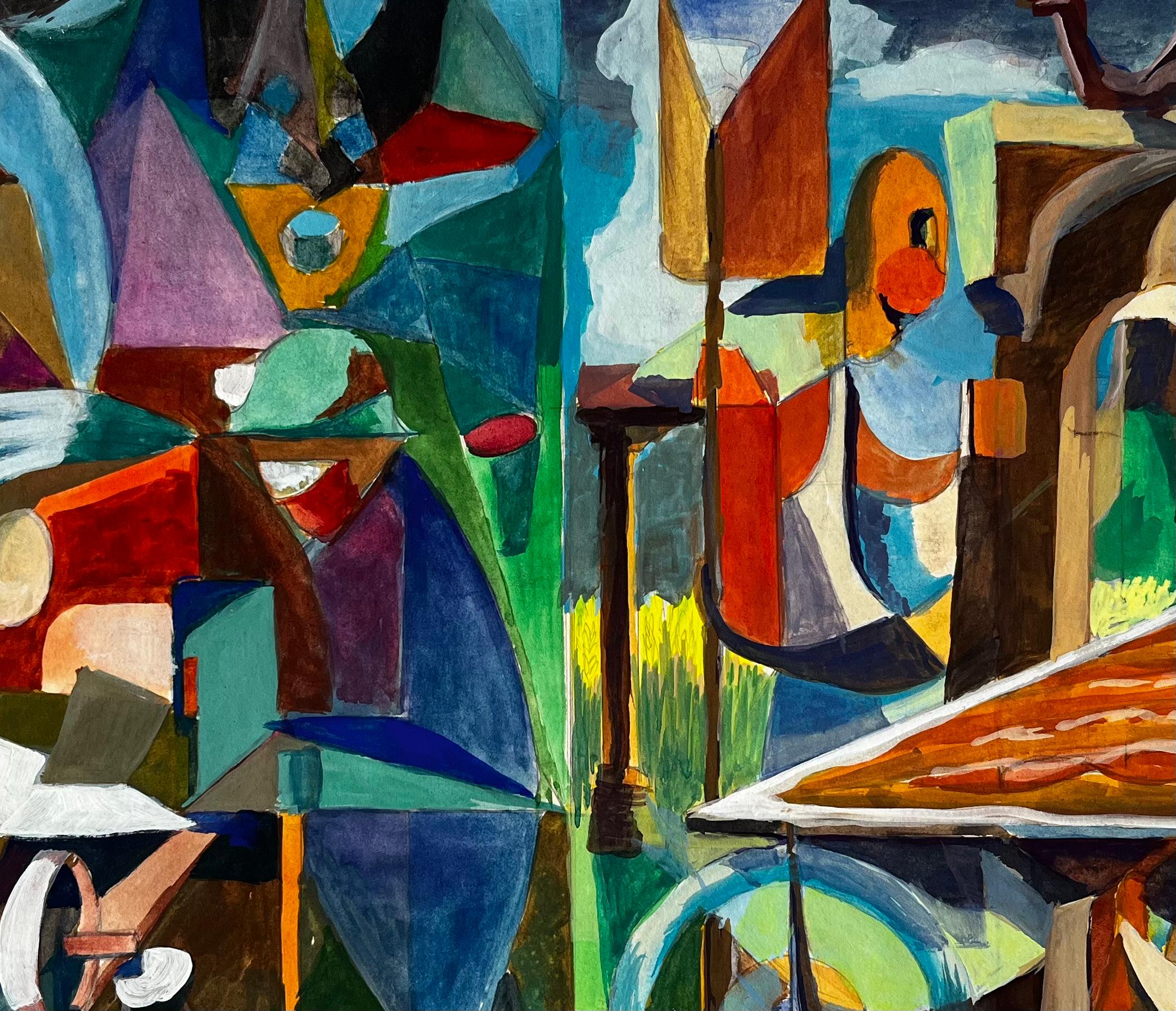 Paysage cubiste et scène architecturale avec figures et arcs en vente 4