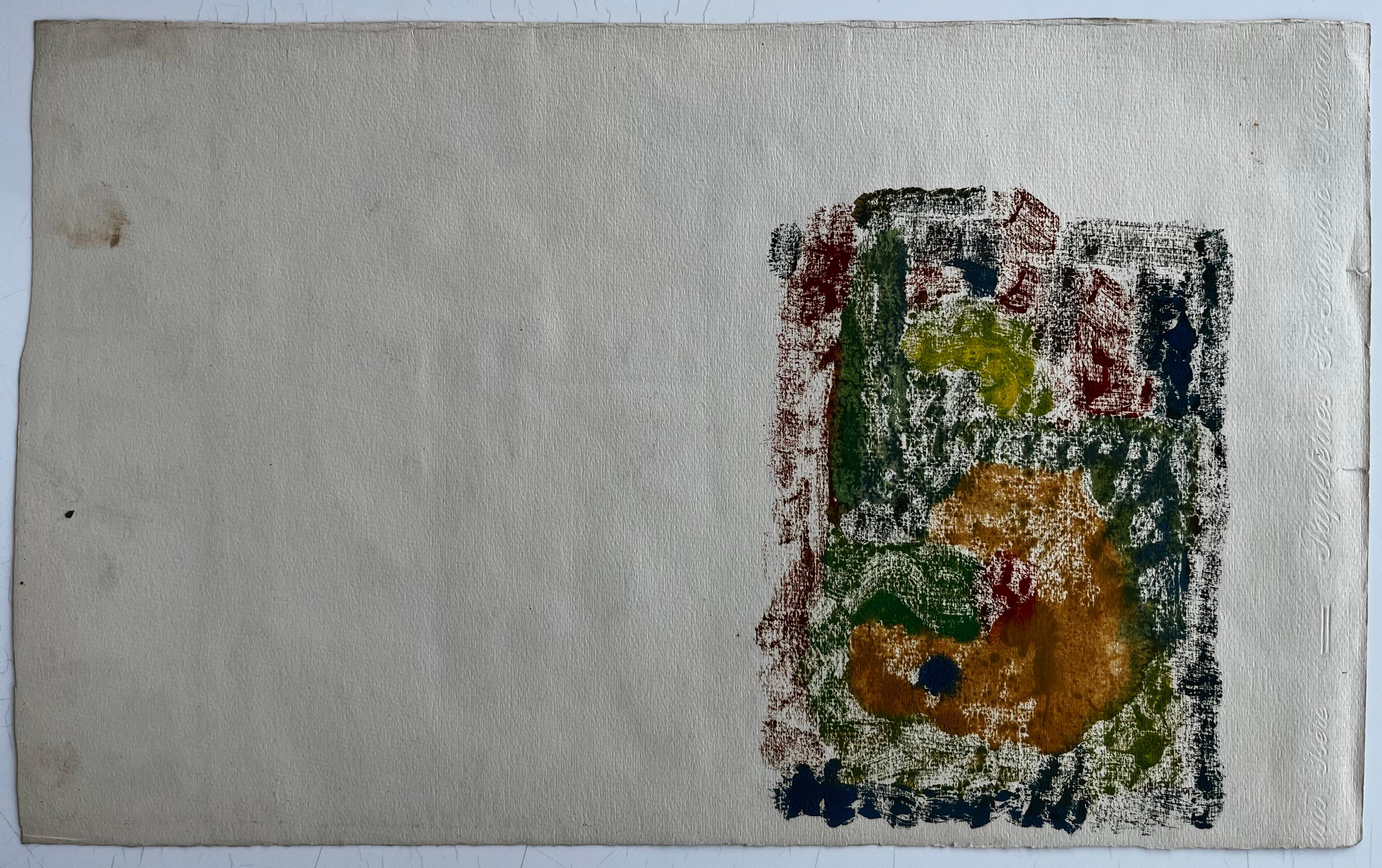 Cubist Gouache Autumn Forest Landscape With Trees And Falling Leaves For Sale 3