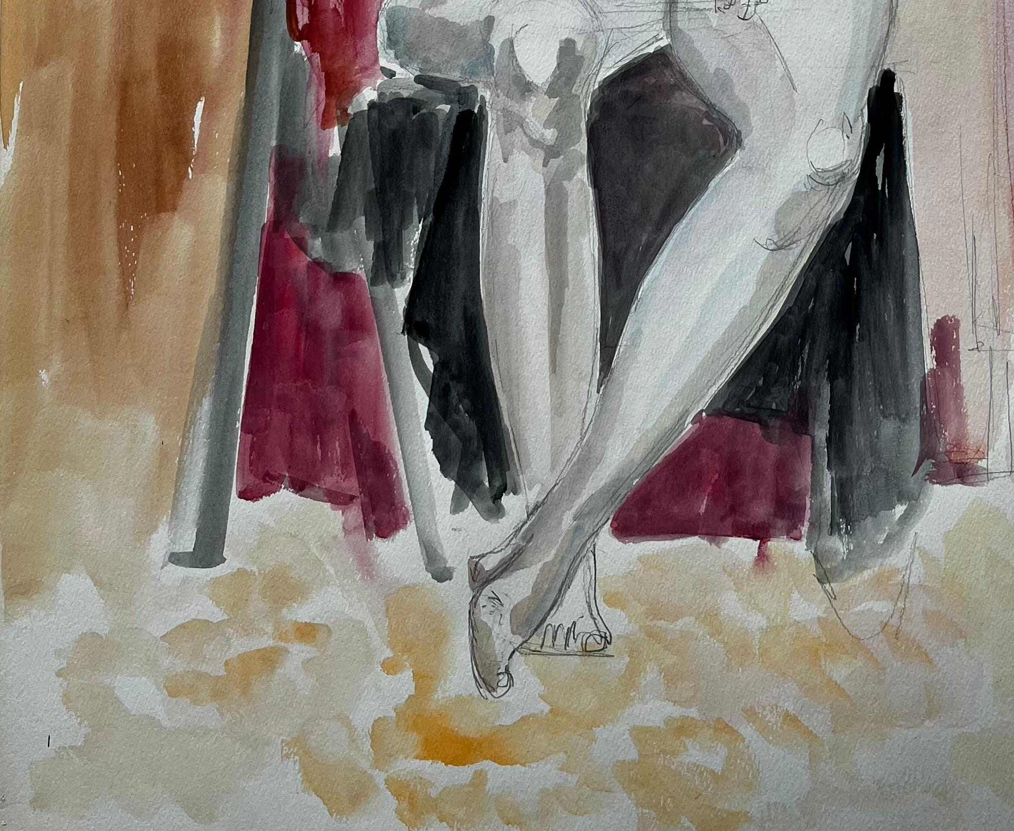 Titre : Etude de nu féminin assis sur une chaise rouge Aquarelle moderniste française Life
Guy Nicod (français 1923 - 2021) 
Aquarelle sur papier d'artiste, non encadrée
Taille : 25.5 x 19.75 pouces (hauteur x largeur)
Provenance : Succession
