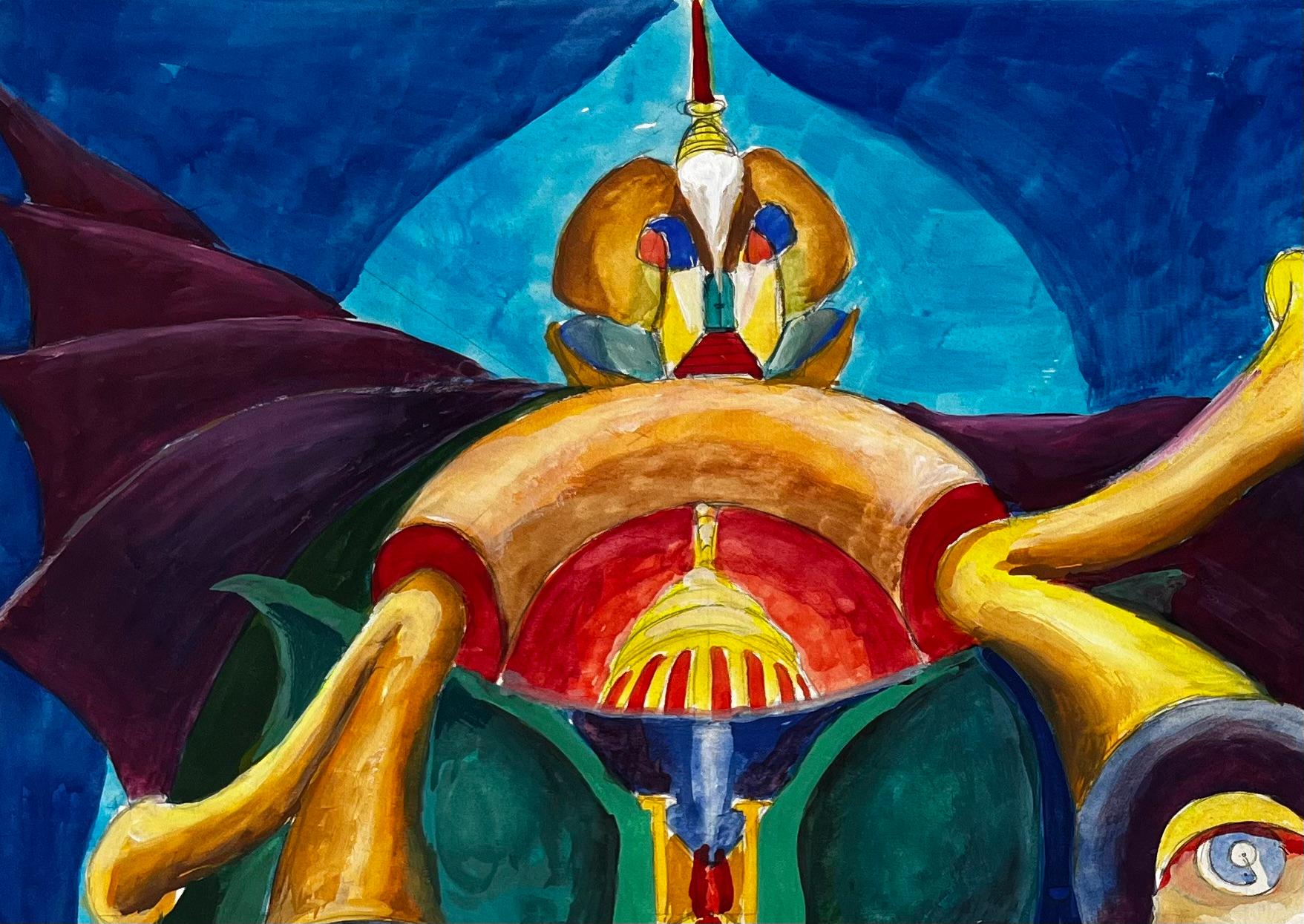 Composizione astratta cubista francese surreale con figure di occhi e forme geometriche - Art Moderno di Guy Nicod