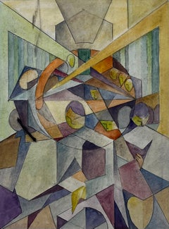 Composizione geometrica astratta cubista francese con figure di sfere