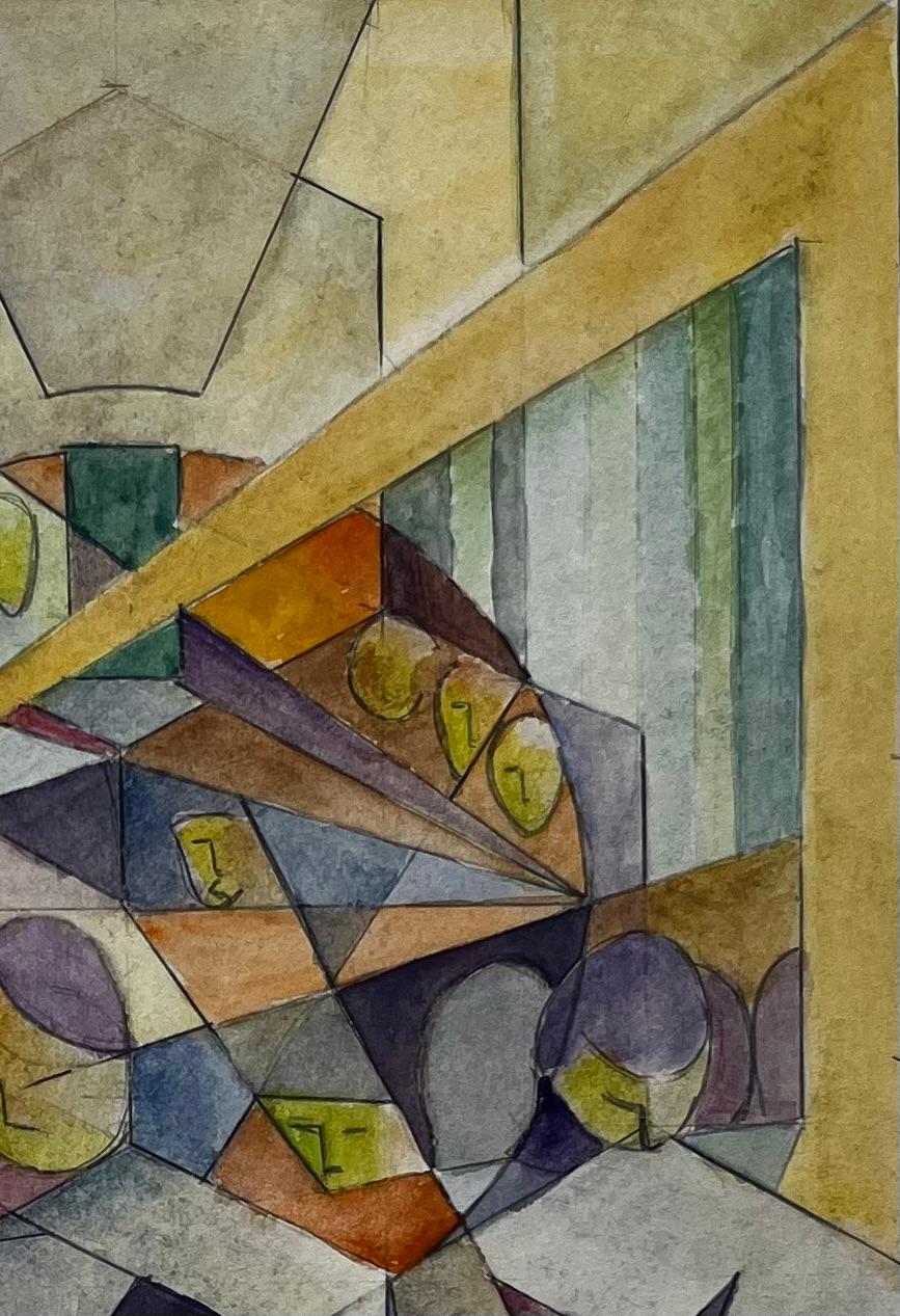 Composizione geometrica astratta cubista francese con figure di sfere - Landscape Art Grigio di Guy Nicod