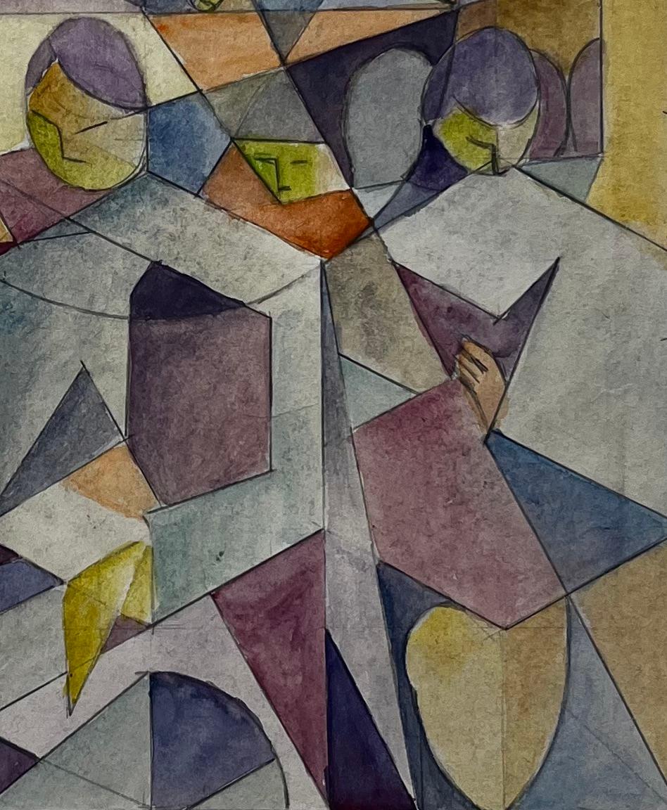 Titolo: Composizione geometrica astratta francese cubista con figure di sfere
Guy Nicod (francese, 1923 - 2021) 
Guazzo su carta d'artista, senza cornice
Dimensioni: 19,75 x 15,75 pollici (altezza x larghezza)
Provenienza: Proprietà di Artistics,