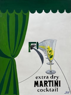 Martini Advertising Design Extra Dry Cocktail French Modernist Gouache