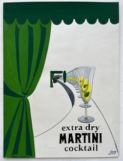 Martini Advertising Design Extra Dry Cocktail French Modernist Gouache