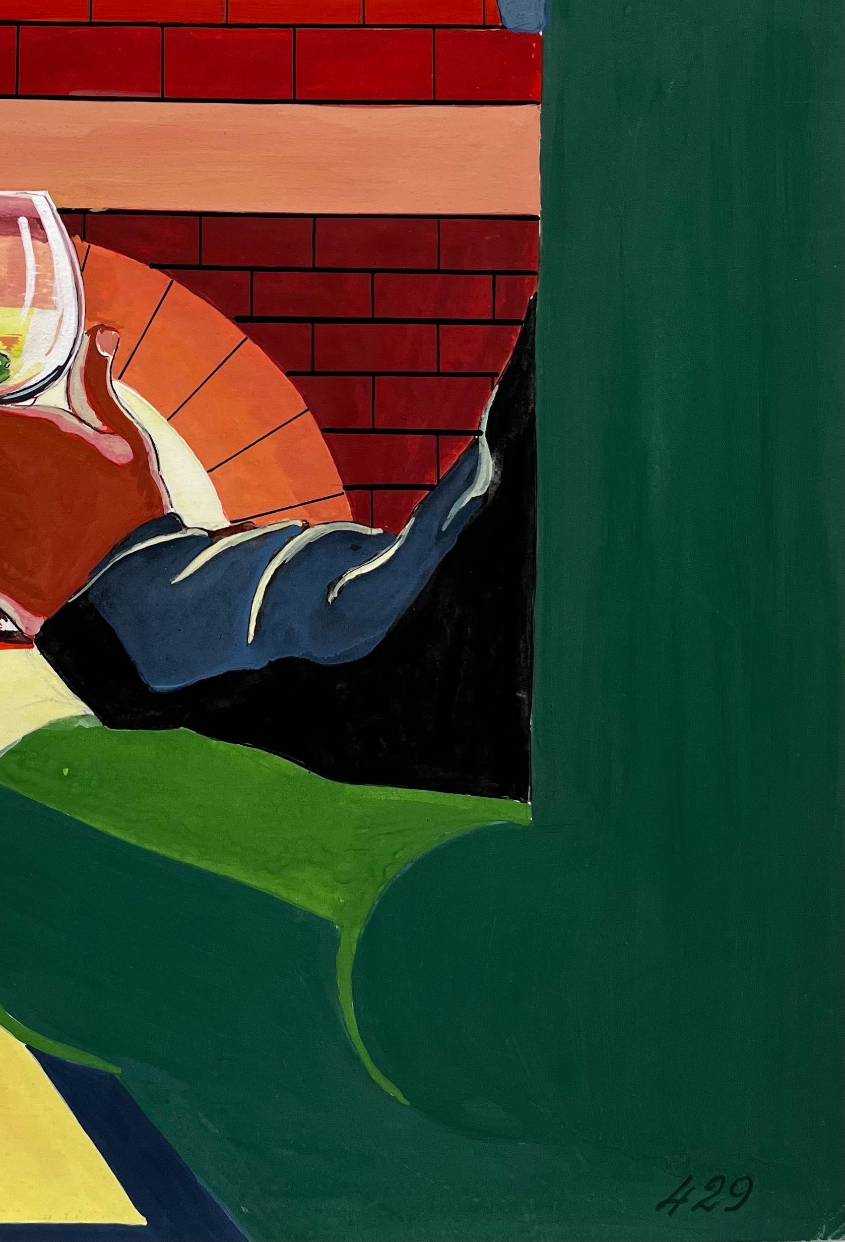 Martini Diseño Publicitario Cóctel Extra Seco Junto a la Chimenea Modernista Francesa en venta 1