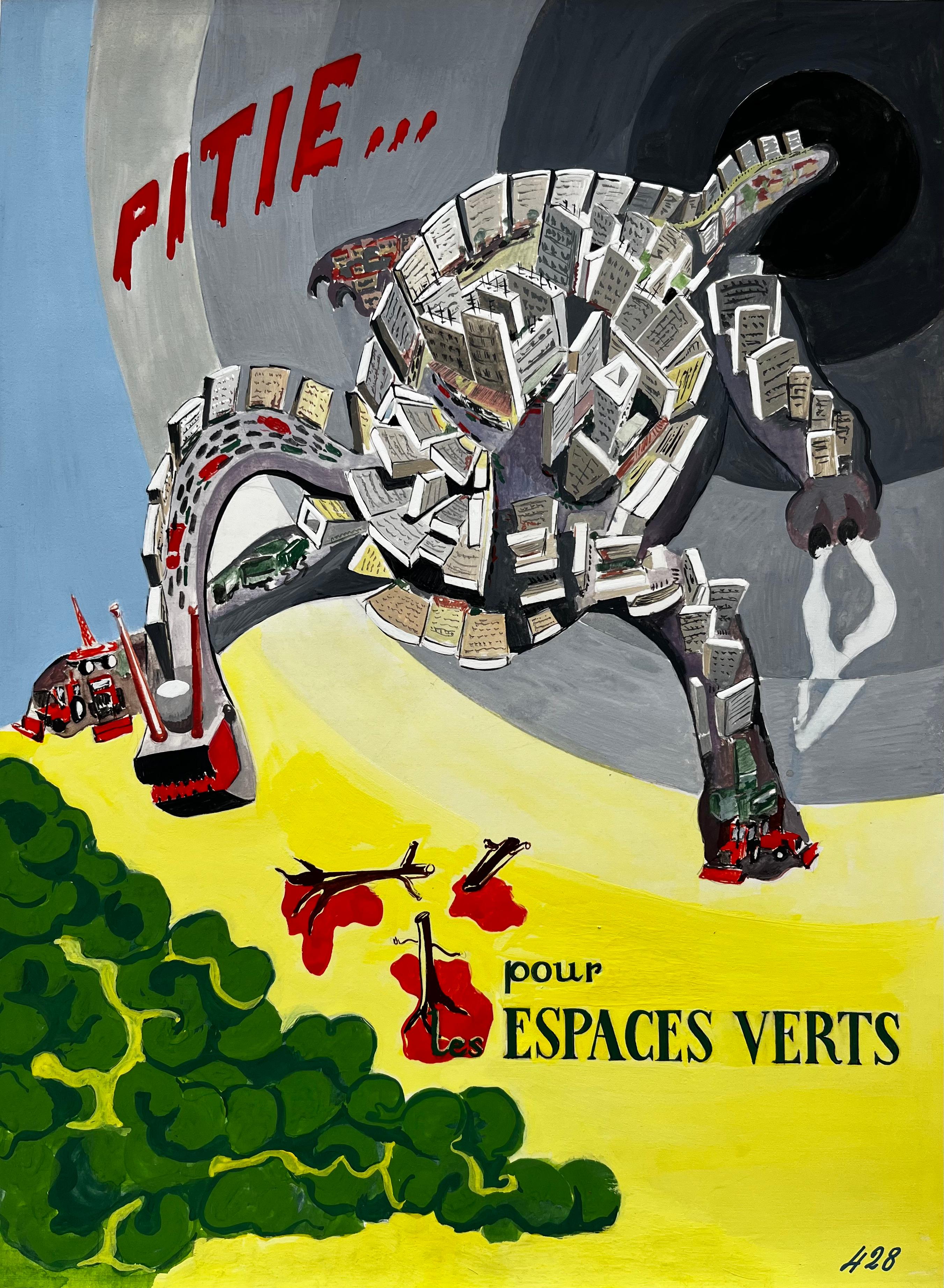 Abstract Drawing de Guy Nicod - La Ville Ce Monstre Dévorant Monstruo Urbano Diseño de Cartel Modernista Francés