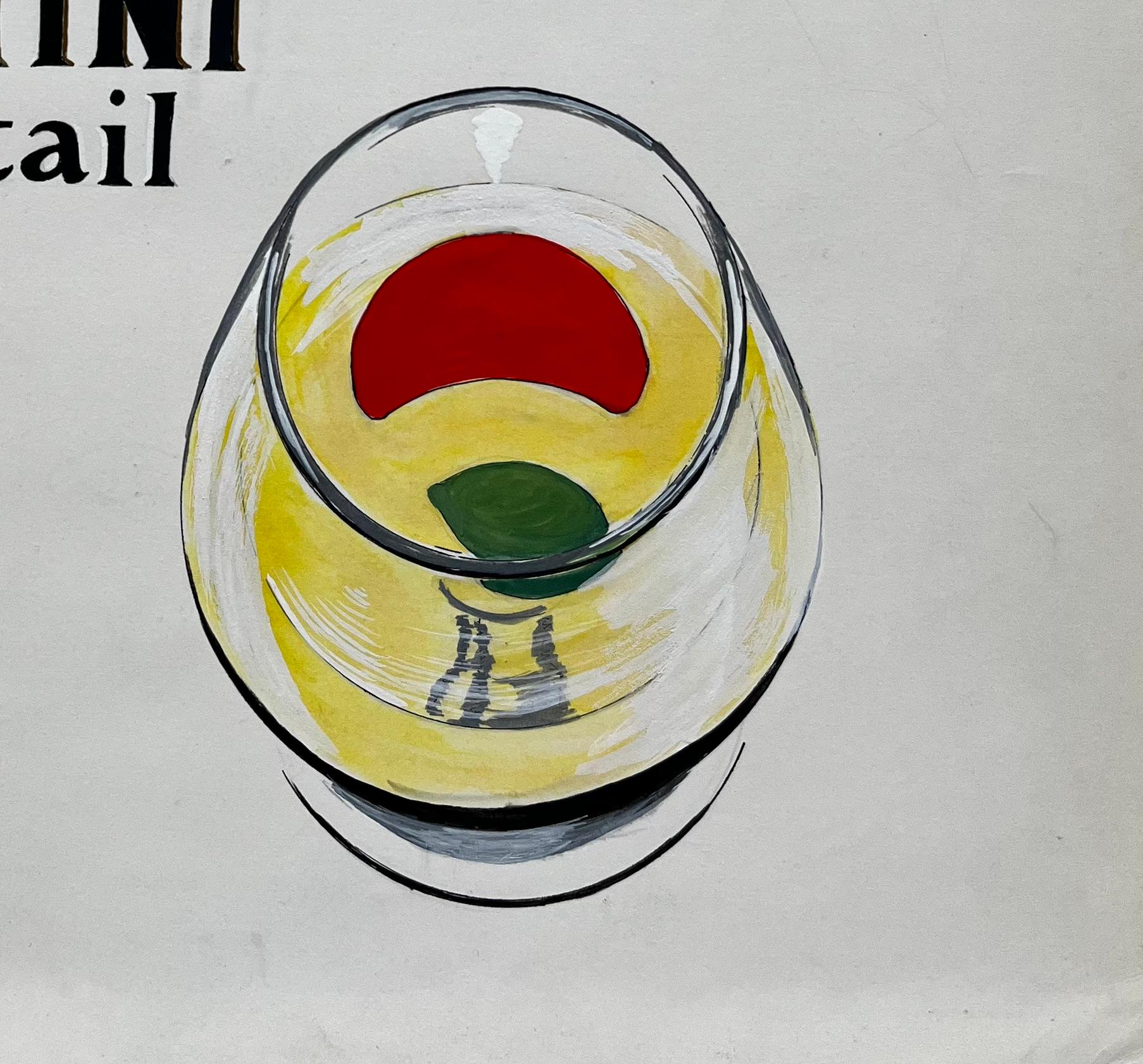 Du Soleil Dans Un Verre Martini Advertising Design French Modernist Gouache - Gray Landscape Art by Guy Nicod