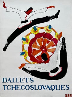 Vintage Czechoslovak Ballet Dancers French Modernist Poster Style Dance Painting
