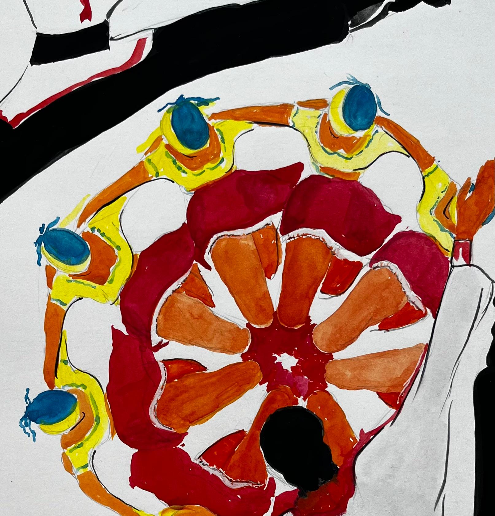 Danseurs de ballet tchécoslovaques Peinture de danse moderniste française de style affiche en vente 1