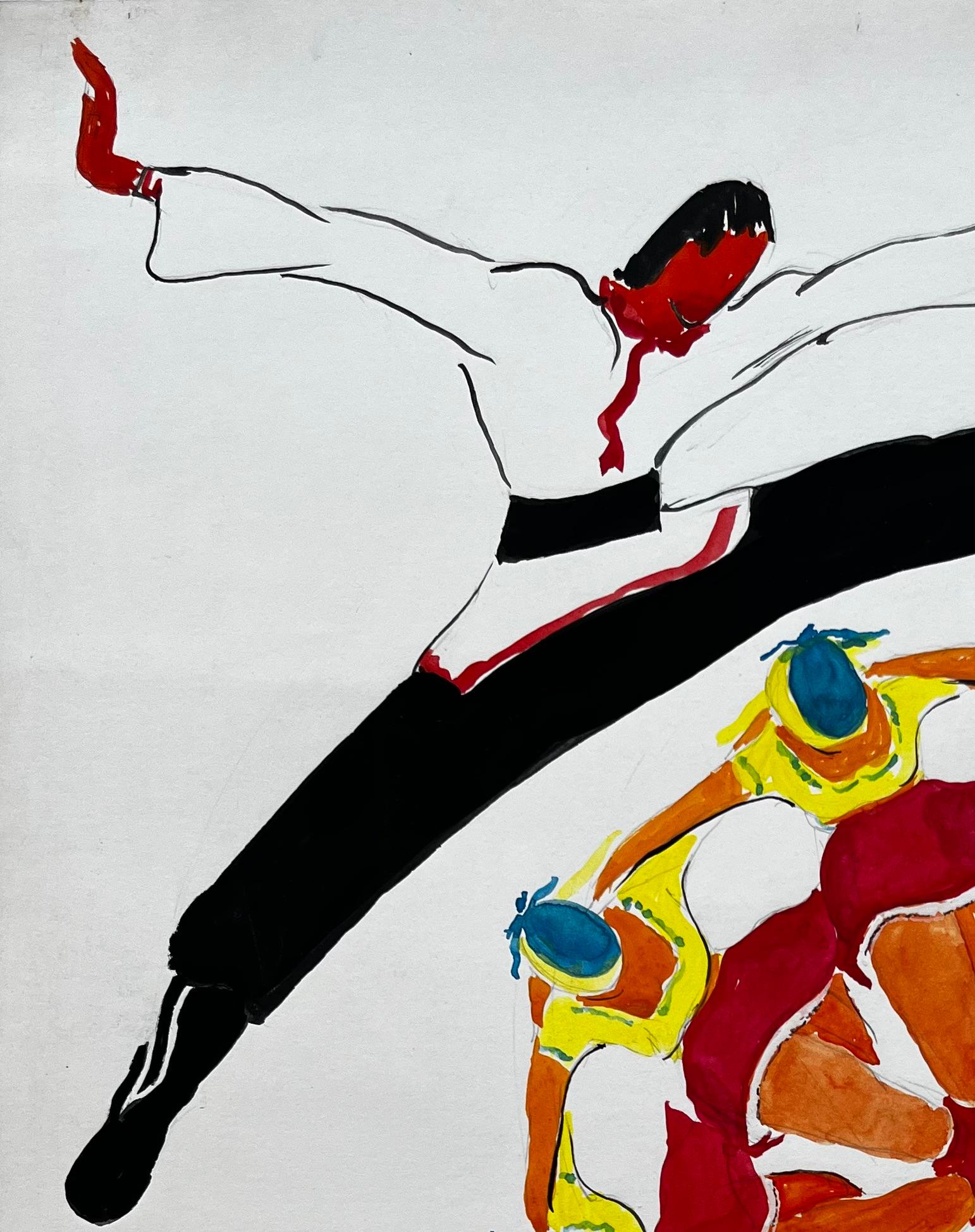 Danseurs de ballet tchécoslovaques Peinture de danse moderniste française de style affiche - Moderne Art par Guy Nicod
