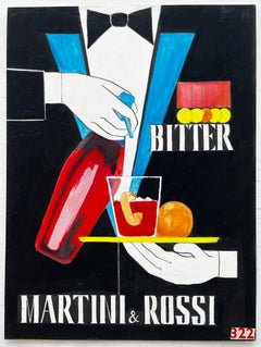 Martini and Rossi Bitter French Modernist Cocktail Advertising Style Painting